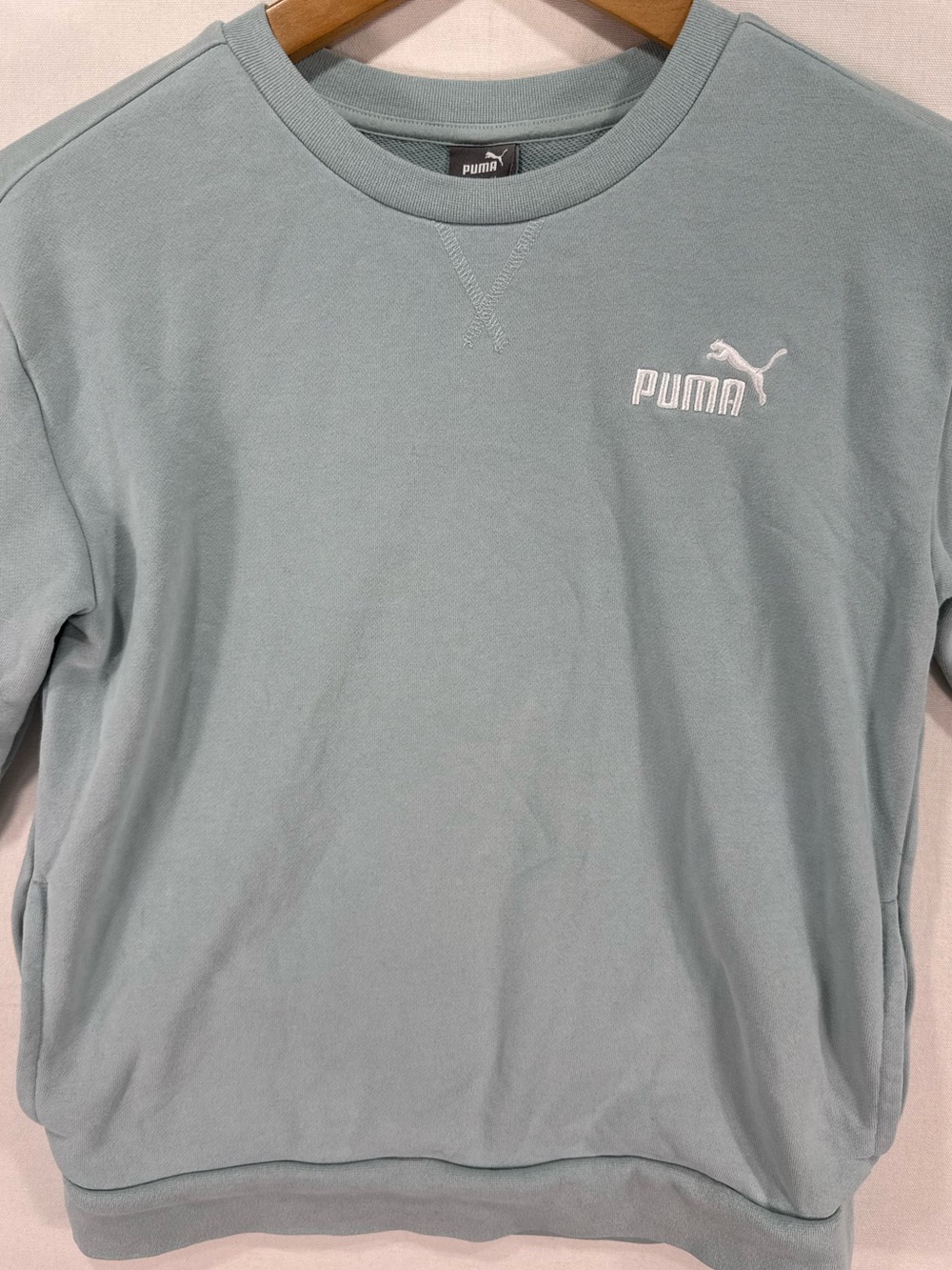 Puma Sage Green Youth’s Crewneck Sweatshirt with White Logo